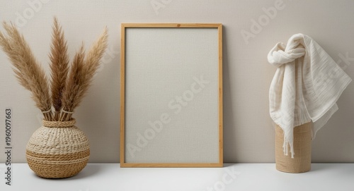 Mockup of a thin wooden fra...