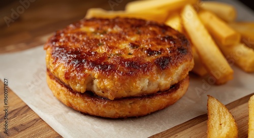 Juicy chicken patty with a ...