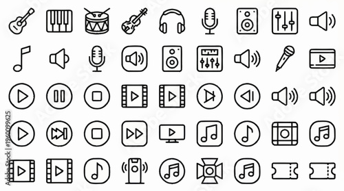 Collection of music and video icons.
