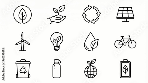 Eco friendly icons for sustainable living.