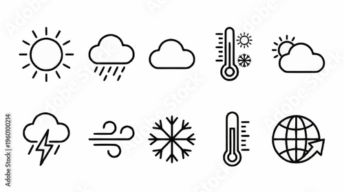 Weather forecast icons and symbols.
