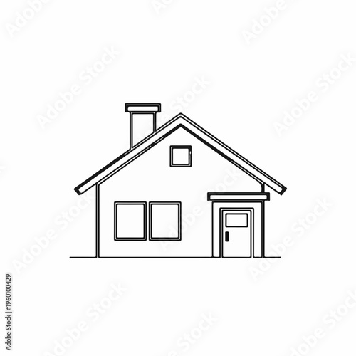 Minimalist house line icon vector, simple residential building outline, modern home exterior symbol for real estate and construction branding
