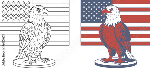 Independence day patriotic american eagle illustration with flag backgrounds