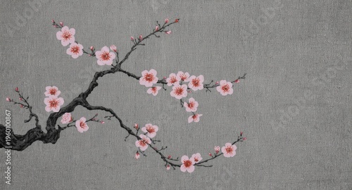 Serene tree branch with blo...