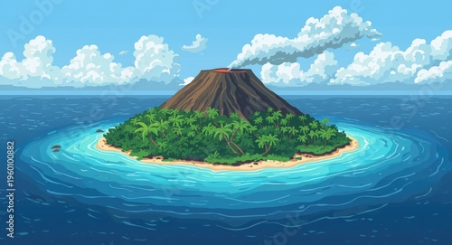 Dynamic cartoon of a volcan...