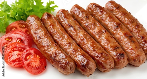 Savory grilled sausages acc...