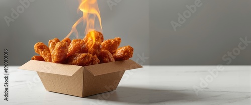 Hot Golden Wings in a Cardb...