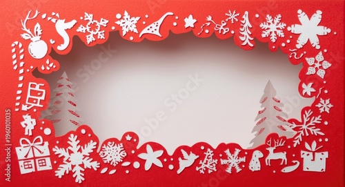 Flat paper cut Christmas sh...
