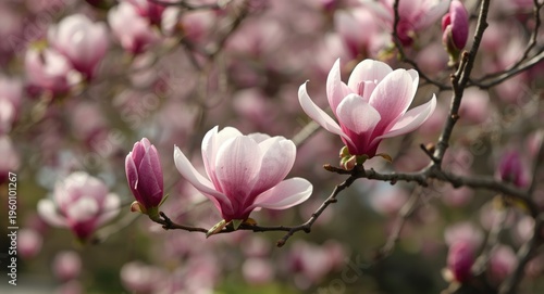 Magnolia tree branches with...