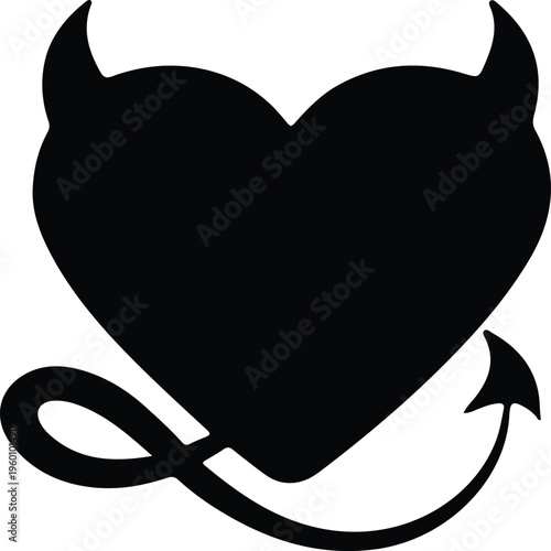 Vector illustration of a devil heart with wings symbolizing love and romance in a stylish design