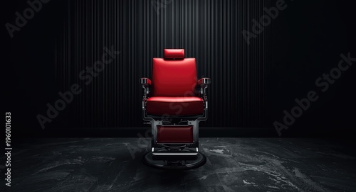 red barber chair contrastin...