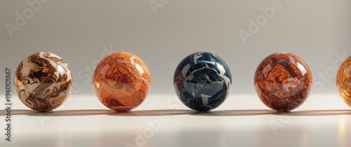 Glossy marble orbs with div...