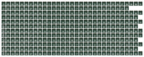 Chalkboard calendar with full year months and dates