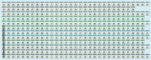 Coastal beach calendar for the full year