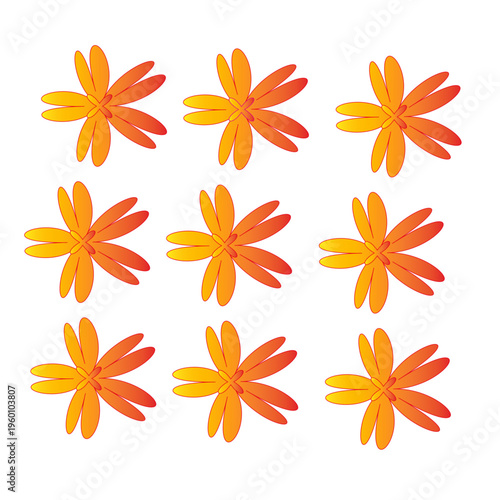 Orange Floral Pattern with Simple Petal Shapes