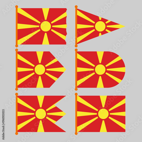 North Macedonia flag in different shapes
Vector flagpole with different shapes on a white background isolated