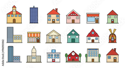 Set of urban building icons