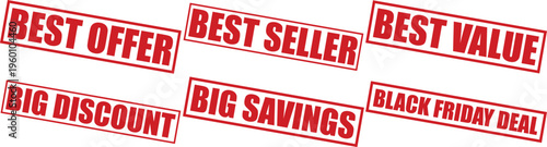 Collection of best offer, best seller and discount labels