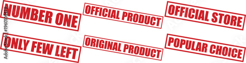 Red stamps with promotional phrases on