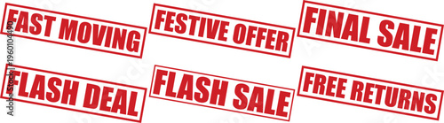 Red promotional stamps for sales and offers
