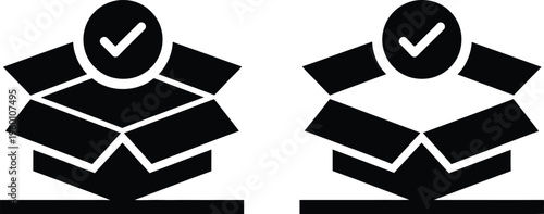 Two icons of delivered packages with checkmarks indicating successful delivery Vector