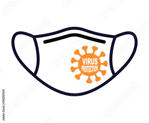 Face mask with virus protection symbol health.