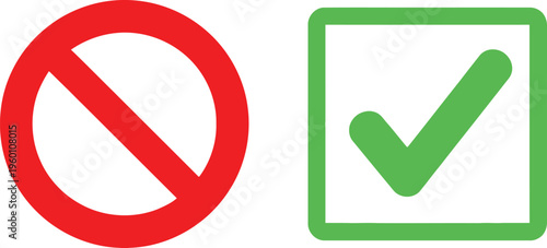 Visual representation of approval and disapproval symbols in contrasting colors Vector