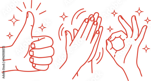 Hands making positive gestures with sparkling stars in the background Vector
