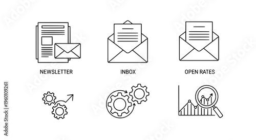 Business email newsletter with inbox and open rates statistics
