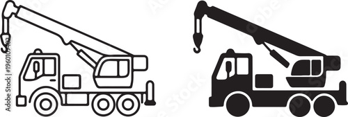 Heavy Duty Crane Truck Icons for Industrial Lifting and Construction Projects
