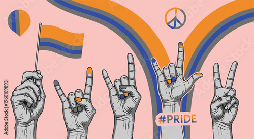 Pride Support Community Diversity Hands Showing Various Gestures for Equality and Human Rights
