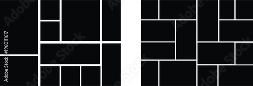 Modern Grid Layout Rectangle Blocks Template for Photo Collage Social Media Feed and Creative Design Composition, vector, illustration