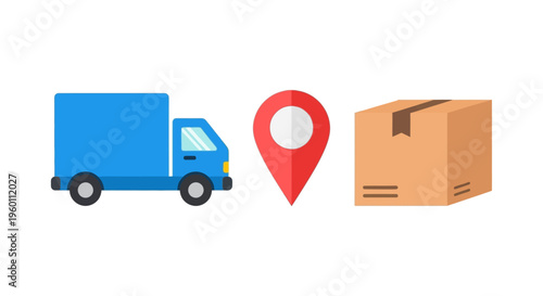 Delivery truck with cardboard box.