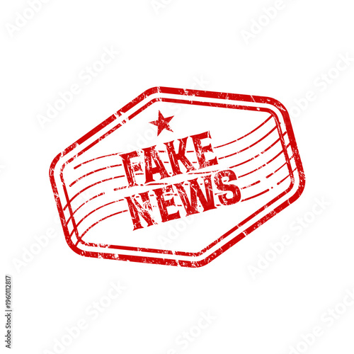 Fake news red grunge rubber stamp, vector illustration