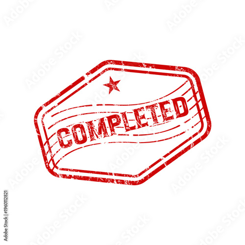 Completed red grunge rubber stamp, vector illustration