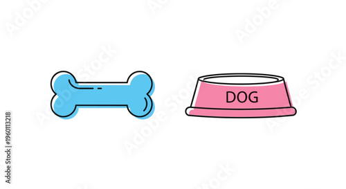 Dog Bone and Pink Food Bowl.