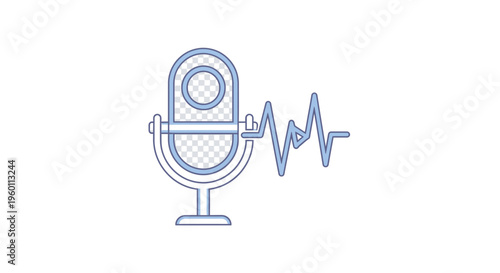 Microphone with Sound Wave Pattern.