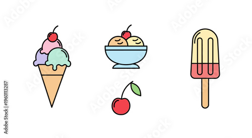 Colorful ice cream cone with toppings.