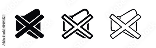 Mute speaker or no sound icon, audio control symbol