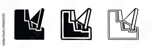 PVC Window Frame Corner Joint Profile Vector Icon Set