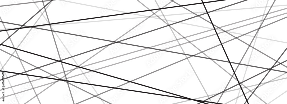 Obraz premium Seamless pattern random messy irregular chaos stripe texture chaotic abstract lines with straight geometric elements for a modern interior backdrop. Monochrome black and white gradation through.