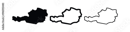 Austria Country Map Vector Outline and Silhouette Icons