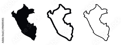 Peru Country Map Vector Outline and Silhouette Icons