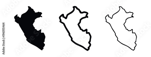 Peru Country Map Vector Outline and Silhouette Icons