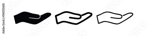 Open cupped hand gesture icon set. Donation, help, and receiving concepts.