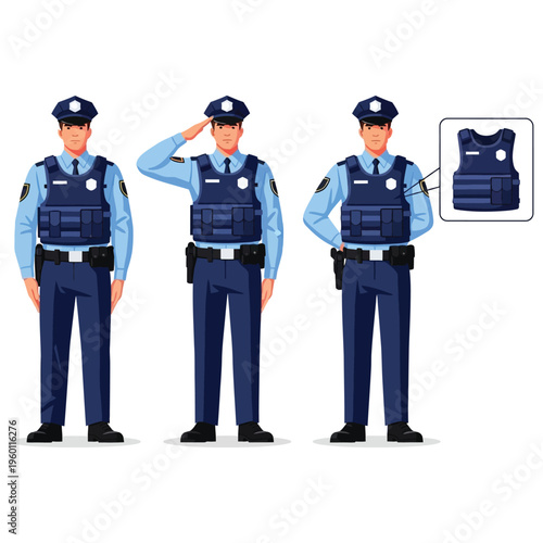 Police officers in uniform with bulletproof vests