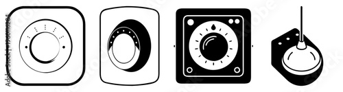 Modern light dimmer switches set with rotary knobs and slider control for home lighting and interior design