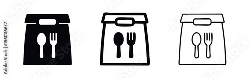 Takeaway Food Packaging Icons - Delivery Service and Meal Box Symbols