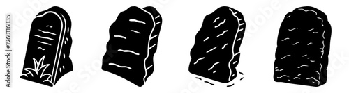 Set of four modern black backpacks isolated on white background vector illustration for travel school business and outdoor lifestyle