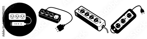 Modern white power surge protector with multiple plugs and USB ports for home office and electronic safety